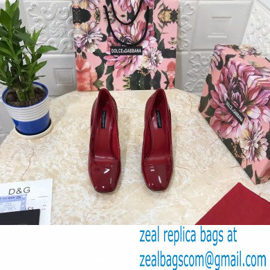 Dolce  &  Gabbana Heel 10.5cm Patent Leather Pumps Red with DG Karol Heel 2021